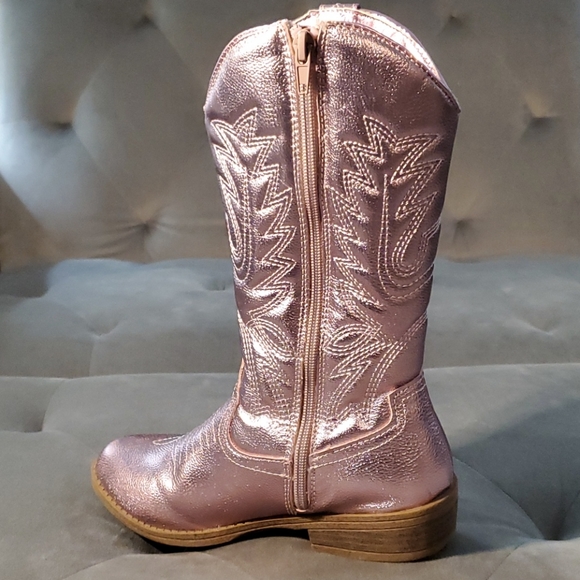 Metallic Pink Kids Cowgirl Boots Size 2 "Deputy" - Picture 7 of 13